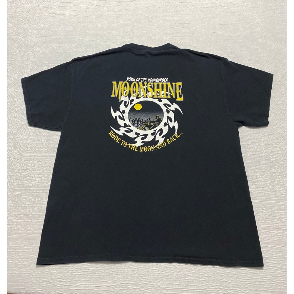Moonshine Illinois Biker T Shirt 2XL Rode to the Moon Flames Graphic Print 2XL - Picture 1 of 7